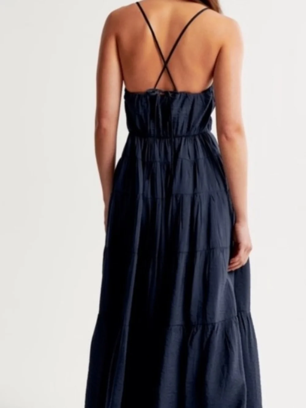 Abercrombie & Fitch Navy Spaghetti-Strap Tiered Maxi Dress